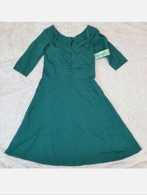 NWT Rock Steady Green Sweetheart 1/2 Sleeve Swing Party Rockabilly 50s Dress M